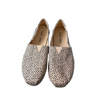 TOMS Alpargata Womens 7 Honey Beige Mini Cheetah Canvas Slip On Flats NWT